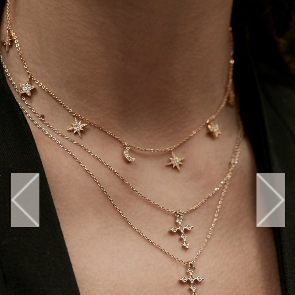 🆕Moon Star Crystal Dainty Necklace 1pc